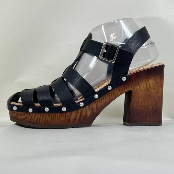 KorkEase Shoes Korks Whitney Platform Sandal Shoe Black Women Size 9studdedblock Heel